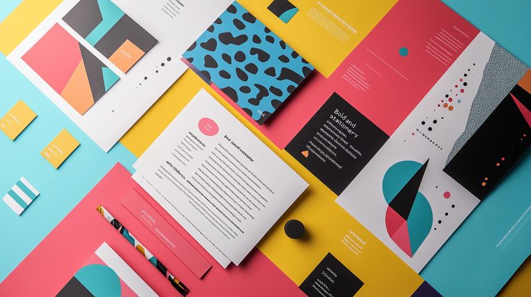 Colorful Stationery Mockup with Abstract Patterns