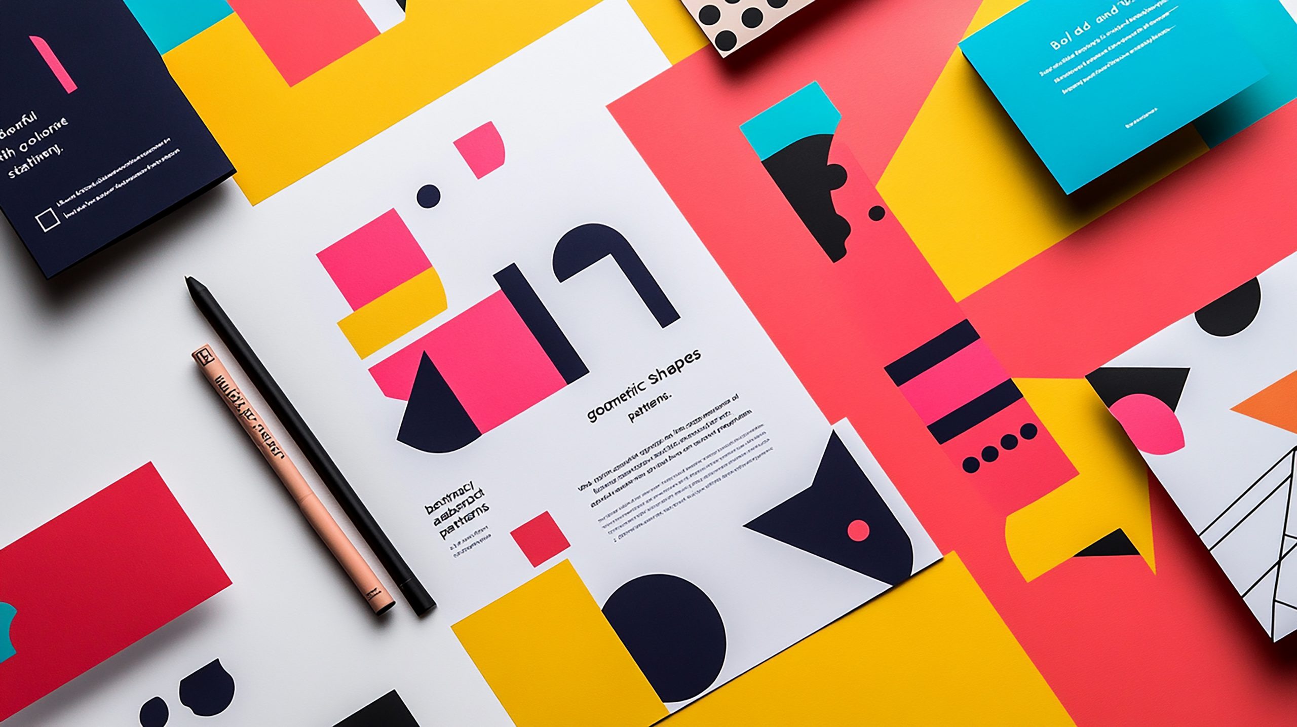 Colorful Stationery Mockup with Abstract Patterns